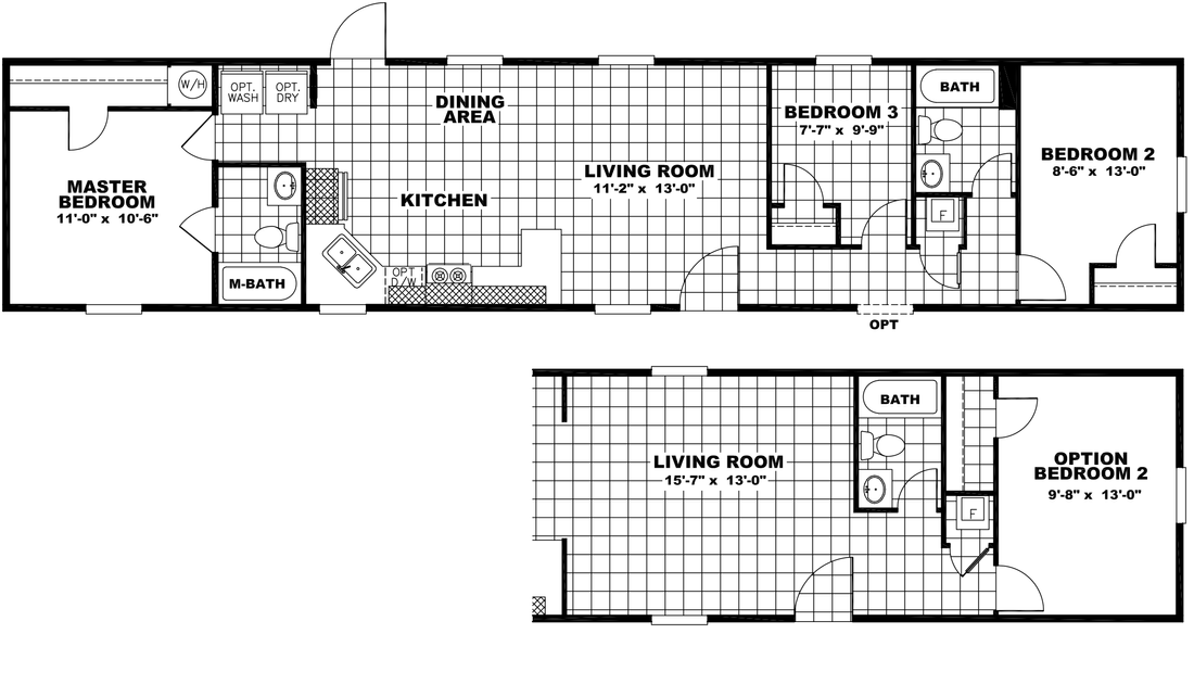 The BUILDERS SPECIAL 14X64 Floor Plan