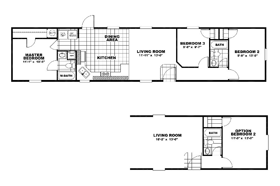 The BUILDERS SPECIAL 14X64 Floor Plan