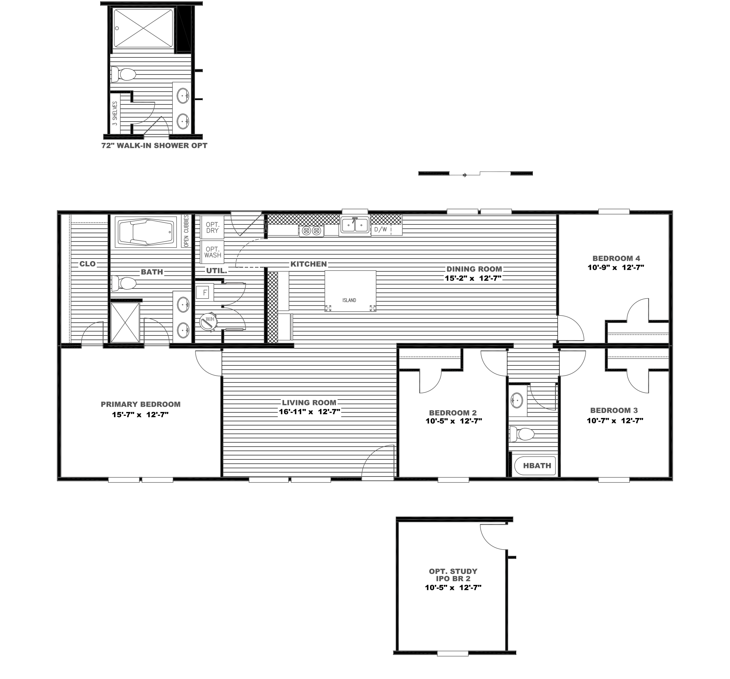 The ULTRA PRO 4 BR 28X60 Floor Plan