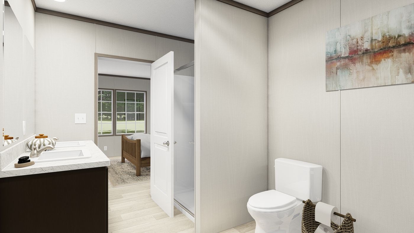 The ULTRA PRO 3 BR 28X60 Primary Bathroom. This Manufactured Mobile Home features 3 bedrooms and 2 baths.