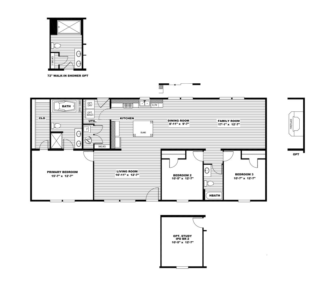 The ULTRA PRO 3 BR 28X60 Floor Plan