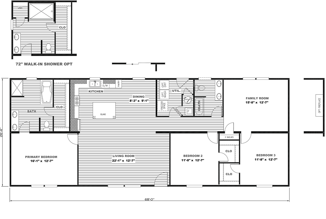 The ULTRA PRO HERCULES 28X68 3BR Floor Plan