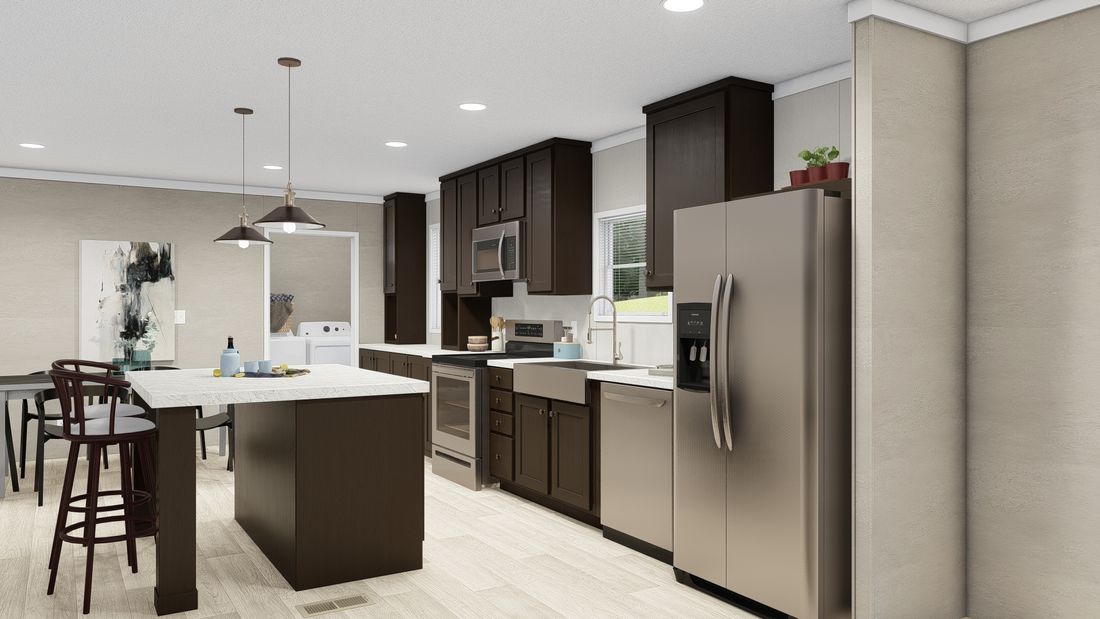 The ULTRA PRO 3 BR 28X56 Kitchen. This Manufactured Mobile Home features 3 bedrooms and 2 baths.