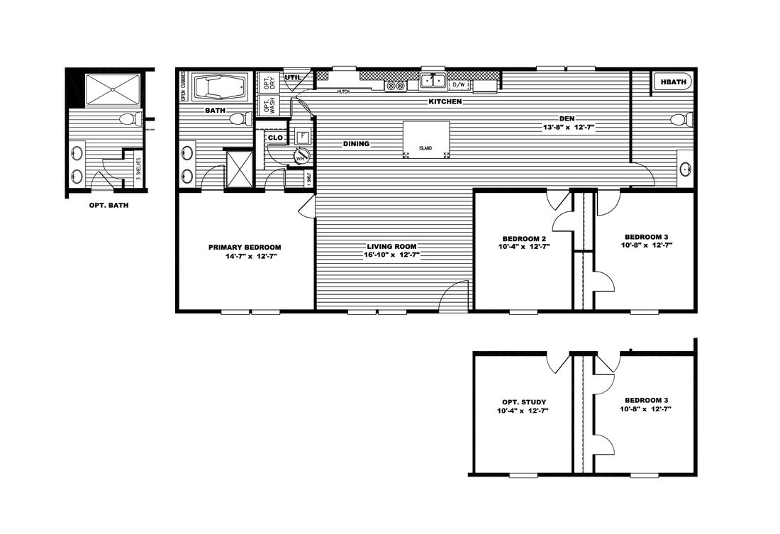 The ULTRA PRO 3 BR 28X56 Floor Plan