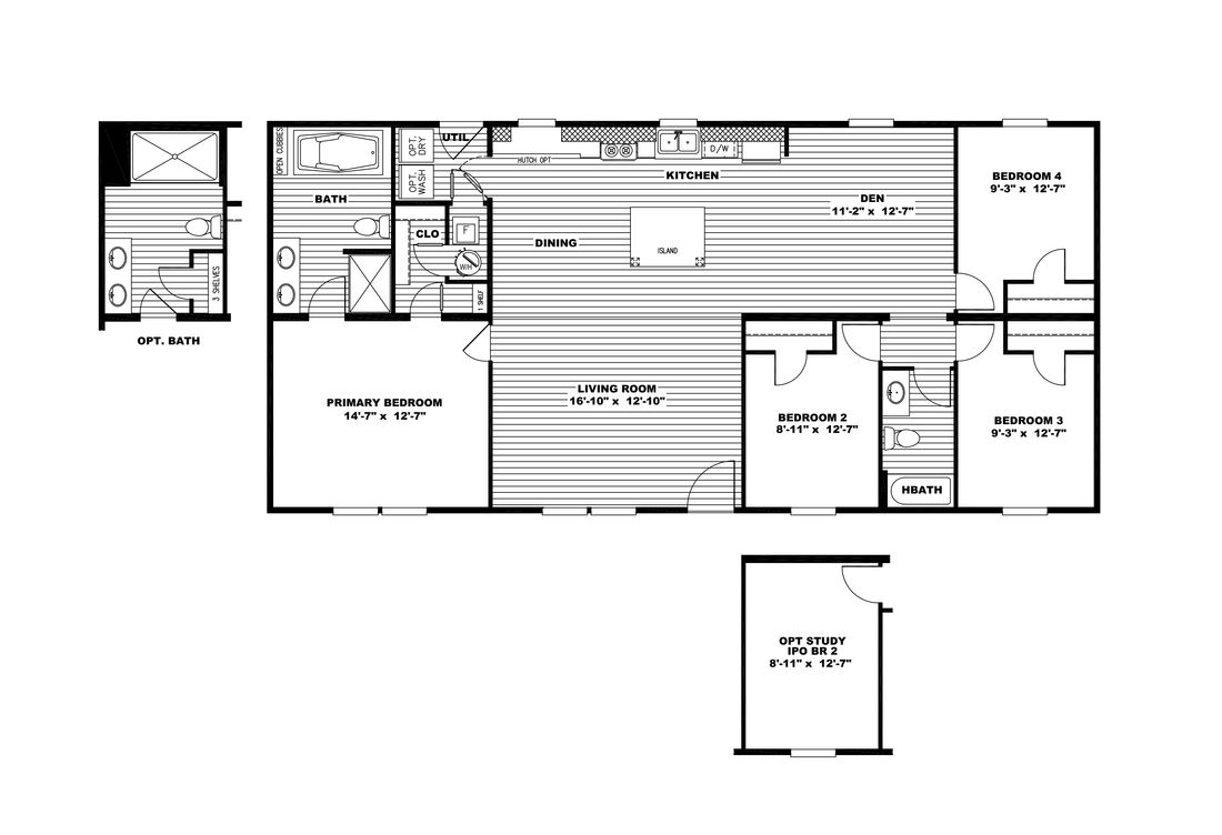 The ULTRA PRO 4 BR 28X56 Floor Plan