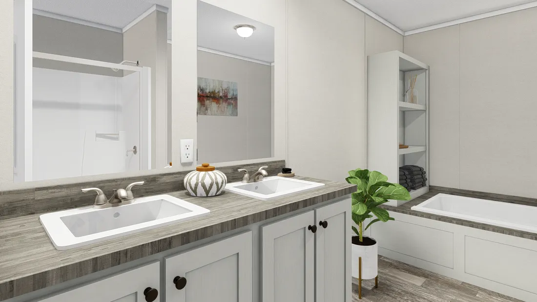 The ULTRA PRO 4 BR 28X56 Primary Bathroom. This Manufactured Mobile Home features 4 bedrooms and 2 baths.