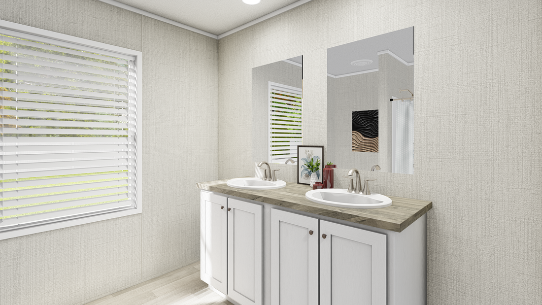 The COASTAL BREEZE II 28X56 Guest Bathroom. This Manufactured Mobile Home features 3 bedrooms and 2 baths.
