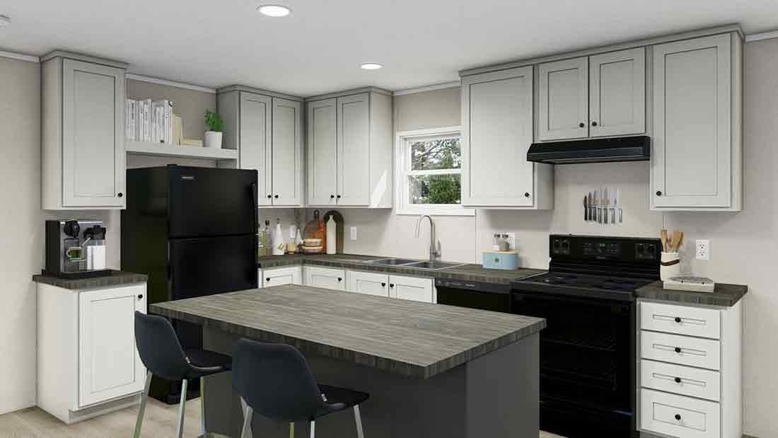 The LEGEND 28X48 Kitchen. This Manufactured Mobile Home features 3 bedrooms and 2 baths.