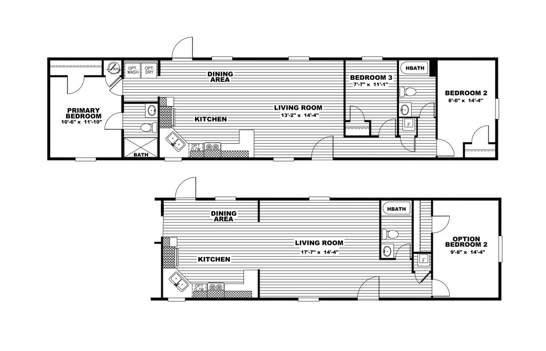 The ULTRA EXCEL 16X66 Floor Plan