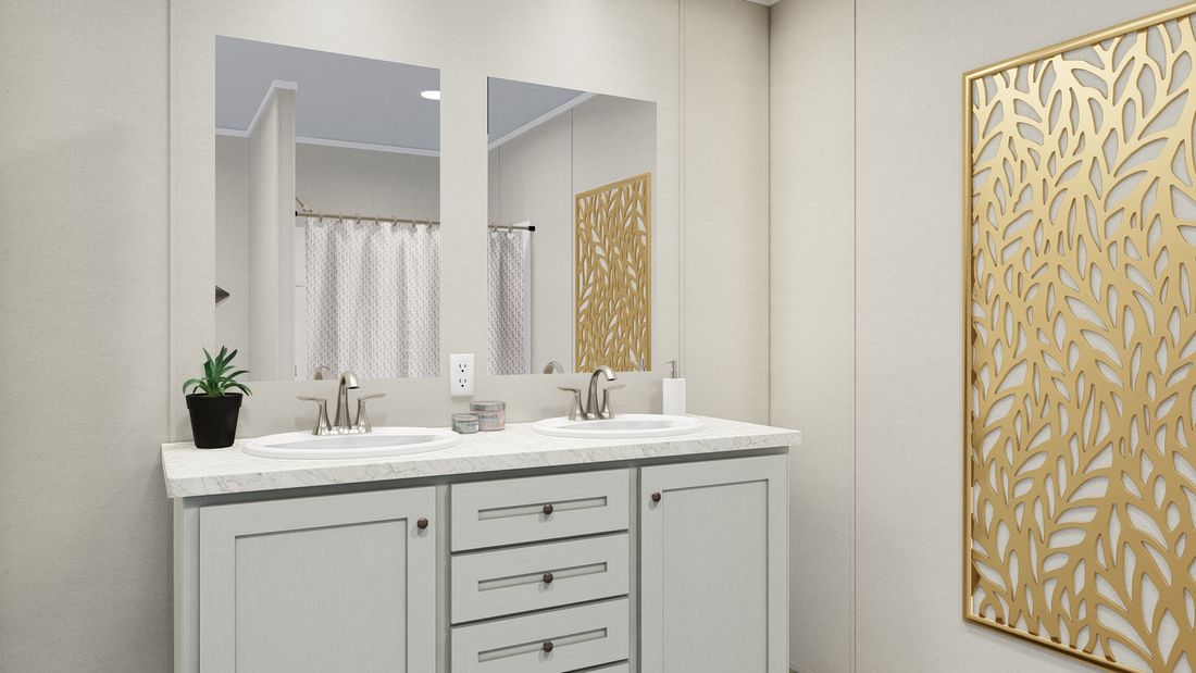 The LEGEND ANNIVERSARY 16X76 Primary Bathroom. This Manufactured Mobile Home features 3 bedrooms and 2 baths.